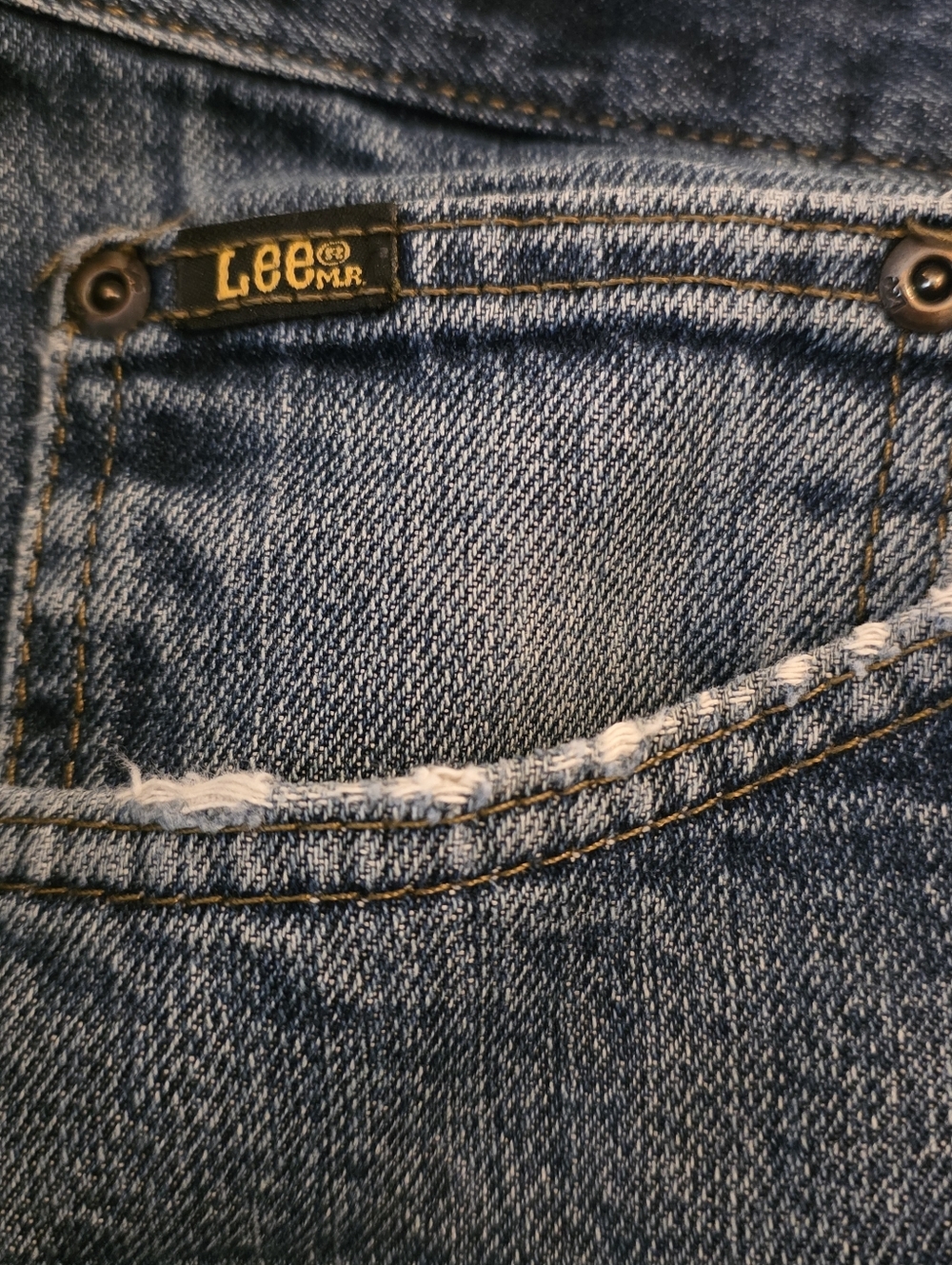 Lee Denim Pocket Detail in Medium Blue with Gold Label